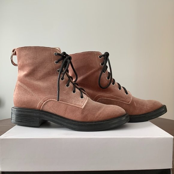 Dolce Vita Bardot Velvet Combat Boots - Picture 1 of 6